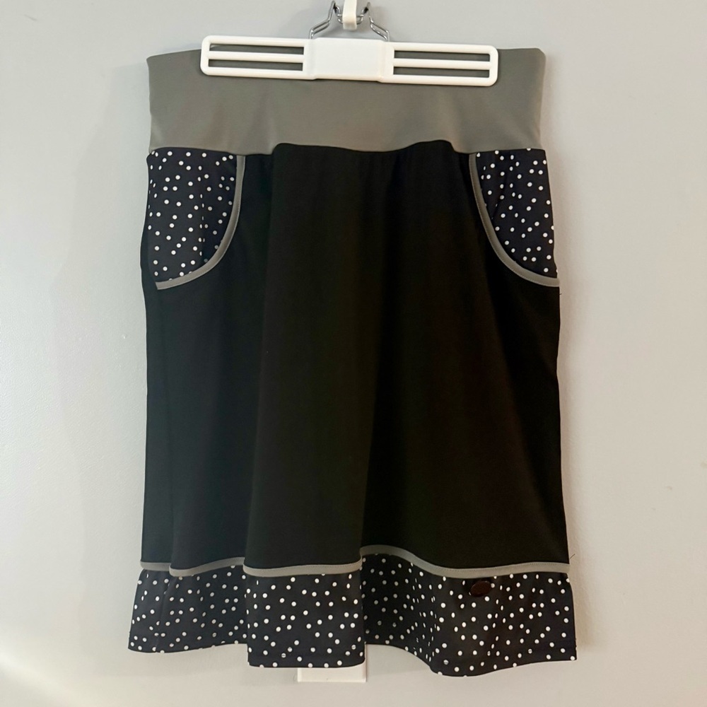 🌻MISSLOOK Black and Gray Mini Skirt with Polka Dots